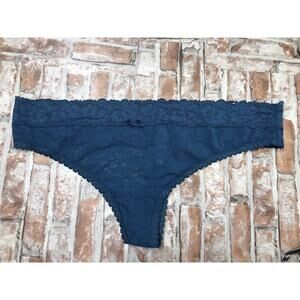 Rare Plus Size 22/24 Lane Bryant Cacique Stretch Lace Thong Panty Turquoise NWOT